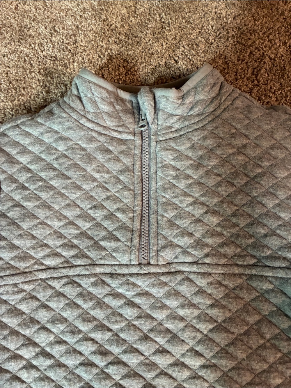 Wondernation Quilted Light Gray Half-Zip Pullover Sweatshirt Size 3T - Picture 4 of 8